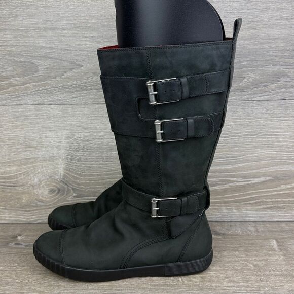 Cole Haan Colby x Nike Air Waterproof Black Leather Womens Sz 8B Zip Buckle Boot - Picture 3 of 13
